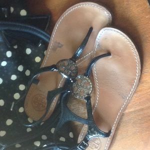 Tory Burch Black Patent Sandal 6